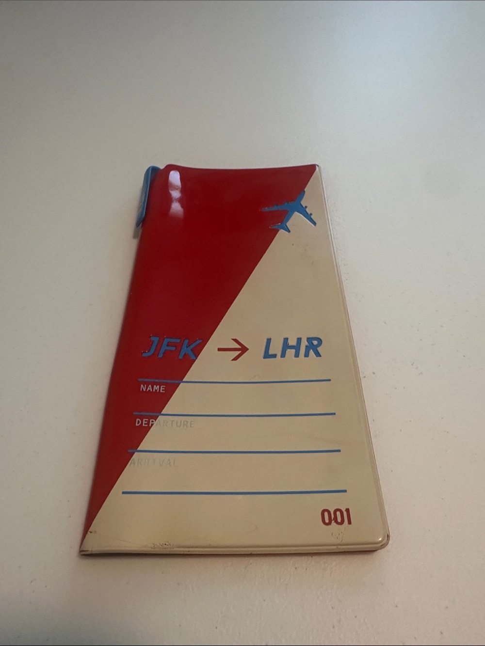 JFK - LHR FLIGHT 001 PASSPORT FOLDER GLOSS VINYL AIRLINE SOUVENIR  VINTAGE
